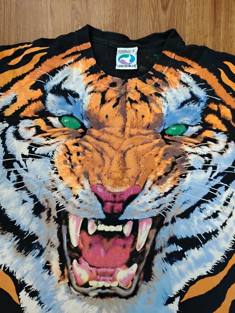 Vintage 90s Liquid Blue Tiger King Aop T-Shirt